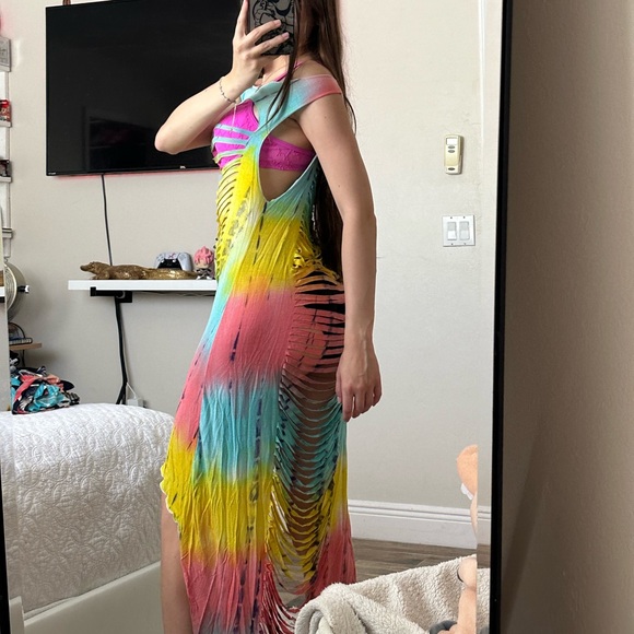 Tie dye maxi dress with cut out front/back #maxidress - Picture 3 of 3